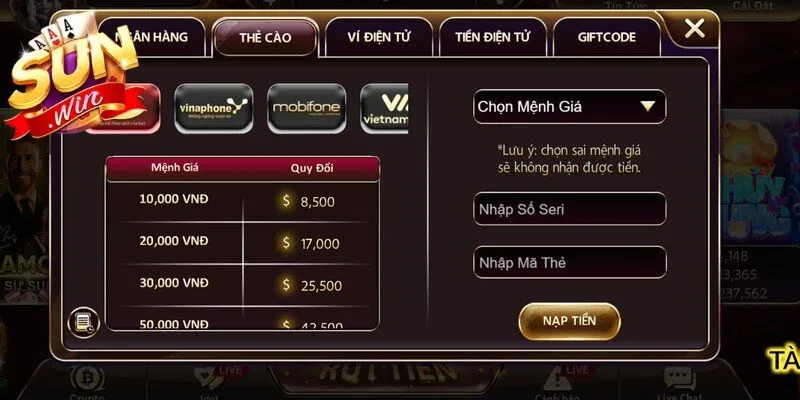 Các phương thức nạp tiền tại cổng game Sunwin phổ biến nhất