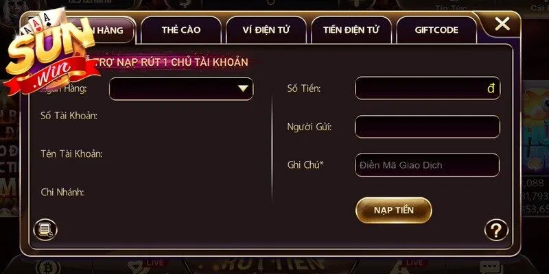 Hướng dẫn các bước nạp tiền vào cổng game Sunwin chi tiết nhất